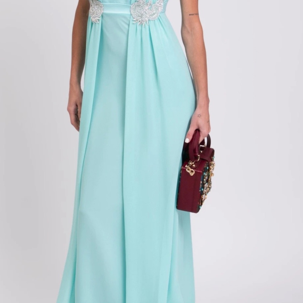 EVA GARAVALDI COUTURE Chiffon Maxi Dress IT44 US8 UK12 L Made in Italy